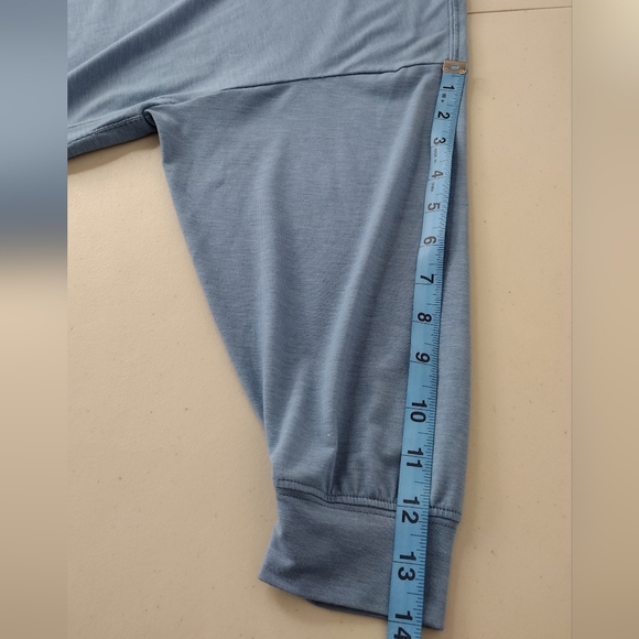 Athleta Inspire Slate Blue Relaxed Fit Oversized 3/4 Sleeve Tee Sz S - Picture 13 of 16